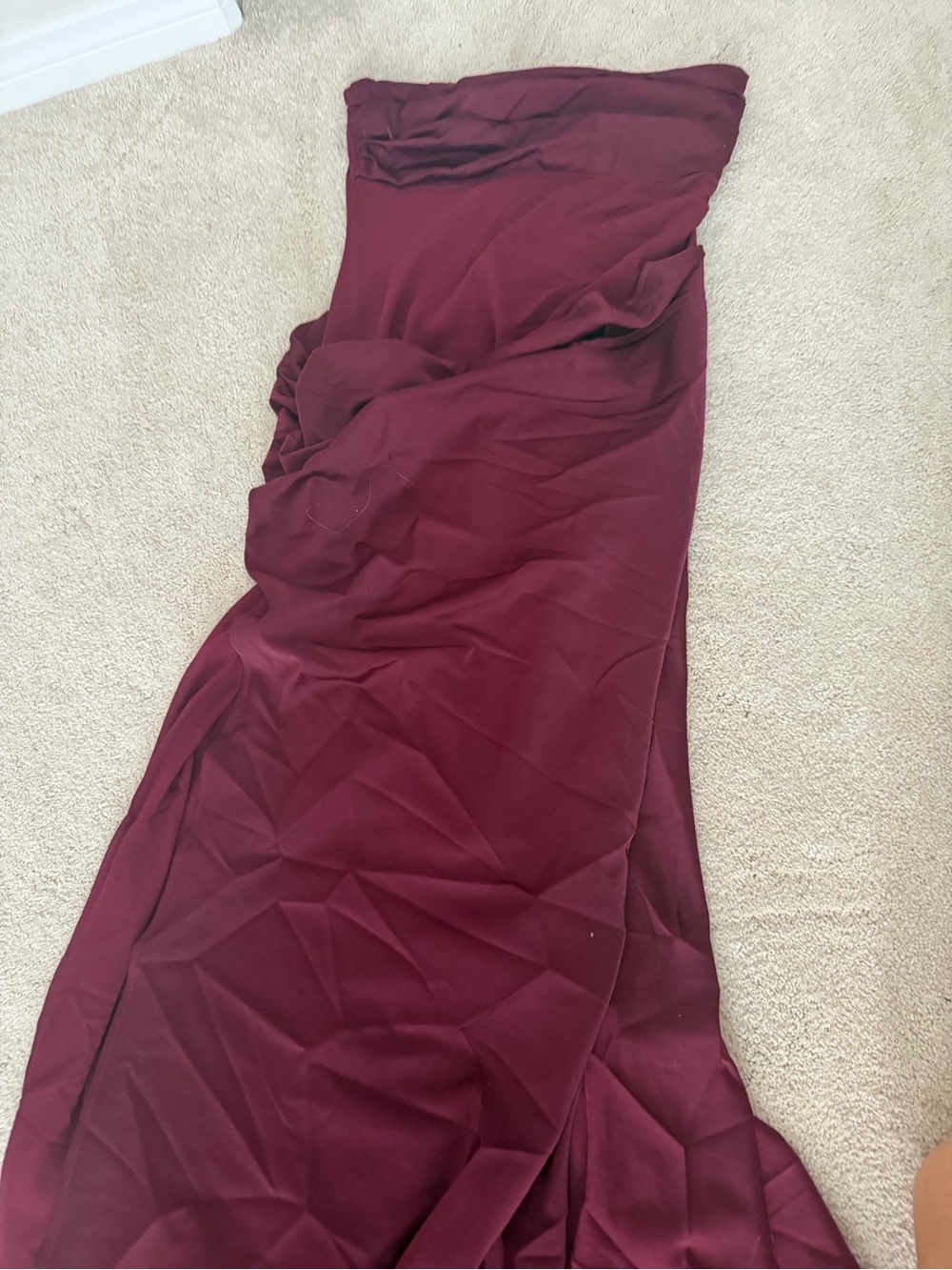 Peppermayo Strapless Burgundy Evening Gown